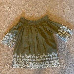 Olive green off the shoulder top